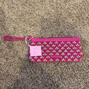 Vera Bradley Pink and Green Patterned Wristlet
